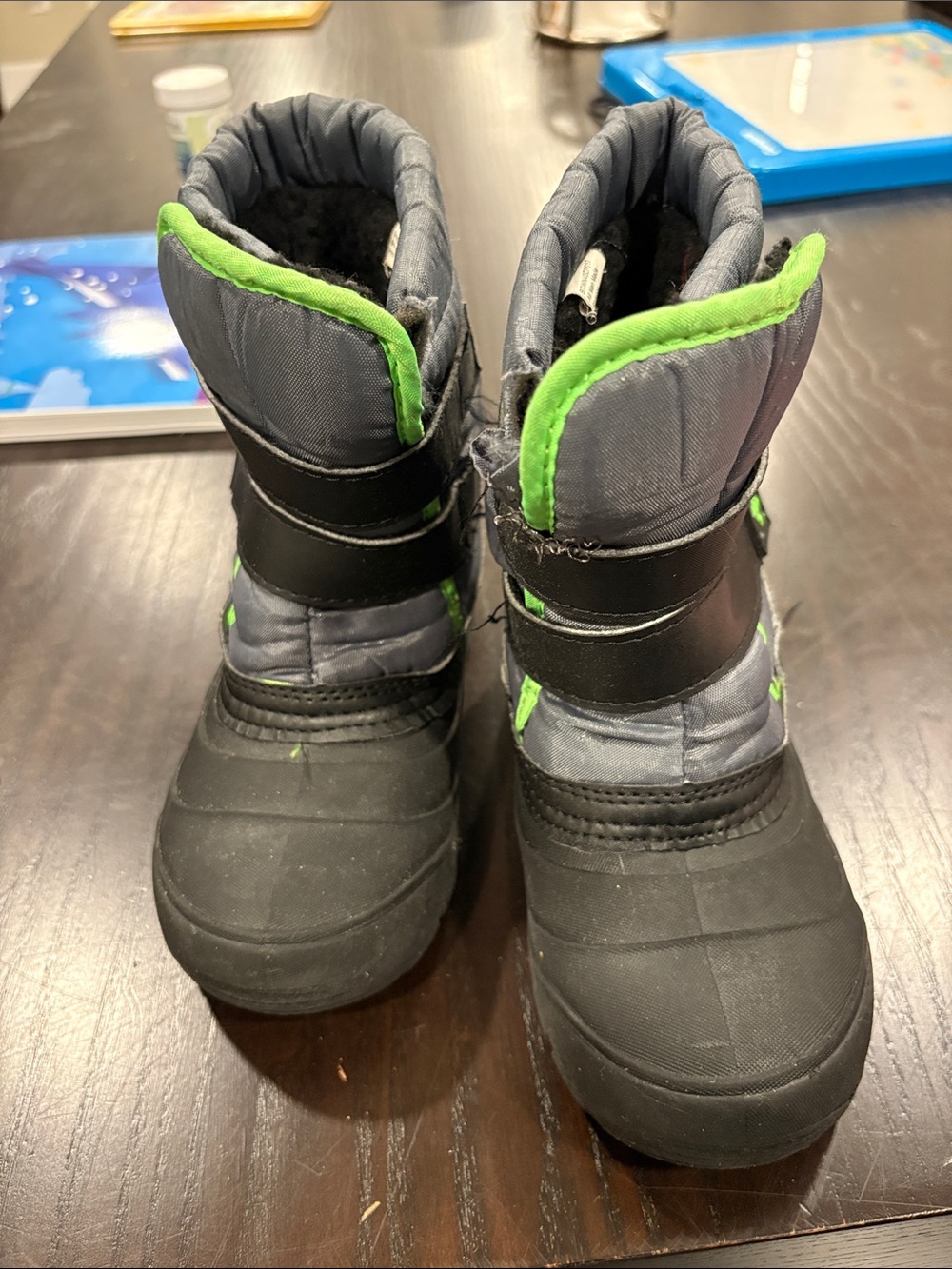 wonder nation Gray and Green Kids Snow Boots